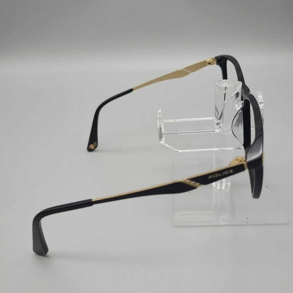 Police VPL986K COL 0700 Black Gold Rectangular Eyeglass Frames 145mm